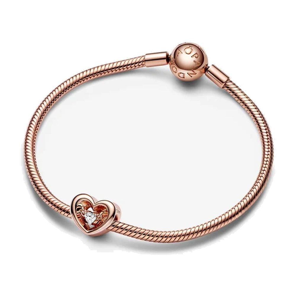 Charm Cuore Splendente con Pietra Oro Rosa Pandora 782493C01 - foto 2