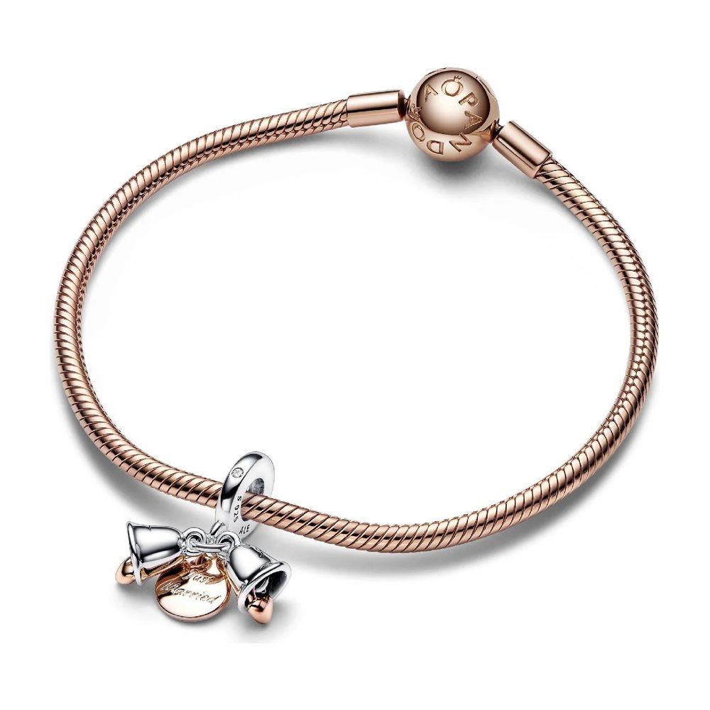 Charm Doppio Pendente Campane Nuziali “Just Married” Pandora 782592C01 - foto 3