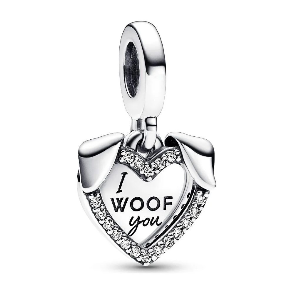 Charm Doppio Pendente Cuore e Cane “I Woof You” Pandora 792647C01