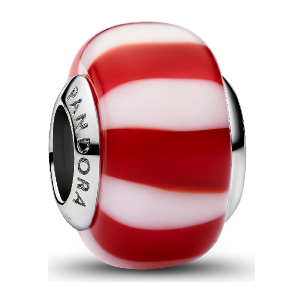 Charm Mini Vetro di Murano Caramella Rossa con Finitura in Platino Pandora 735071C01