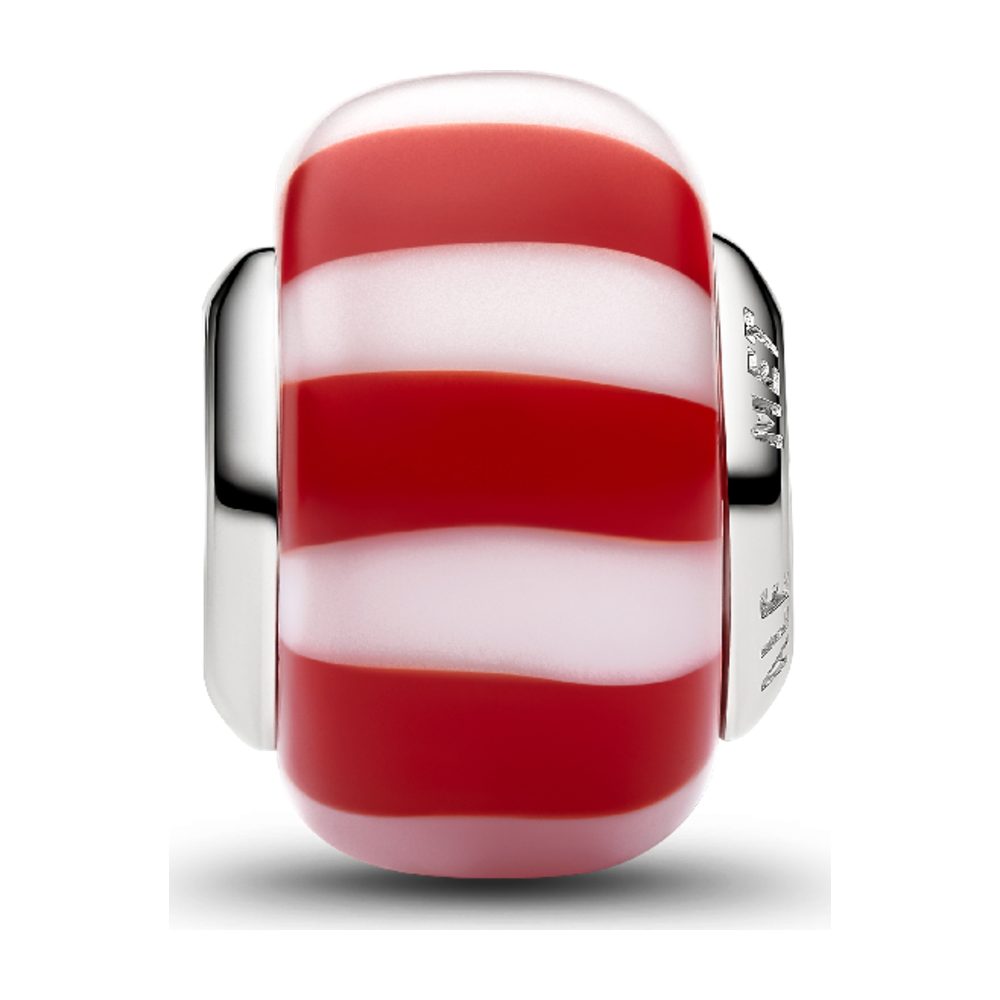 Charm Mini Vetro di Murano Caramella Rossa con Finitura in Platino Pandora 735071C01 - foto 2