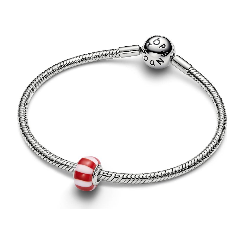 Charm Mini Vetro di Murano Caramella Rossa con Finitura in Platino Pandora 735071C01 - foto 3