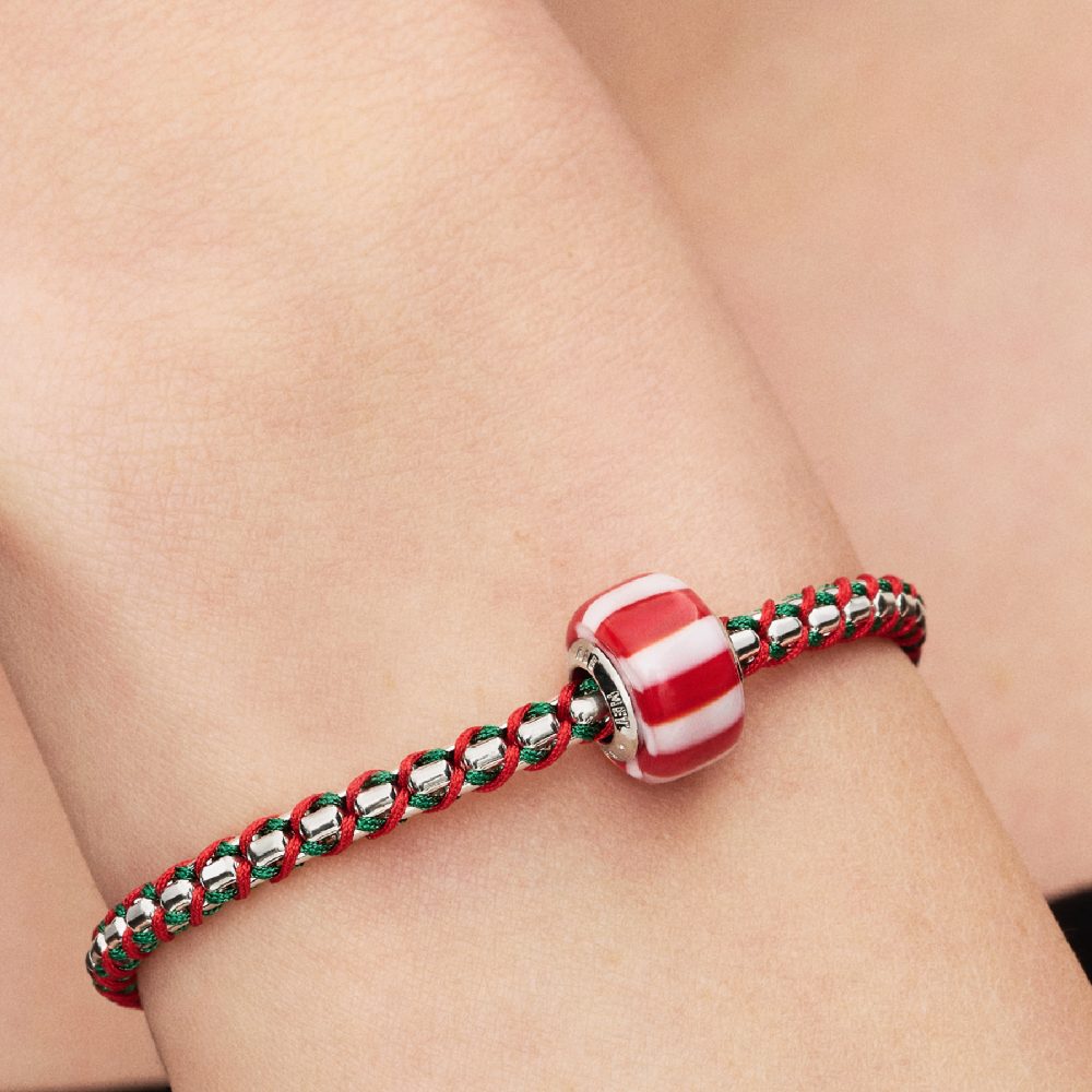 Charm Mini Vetro di Murano Caramella Rossa con Finitura in Platino Pandora 735071C01 - foto 4