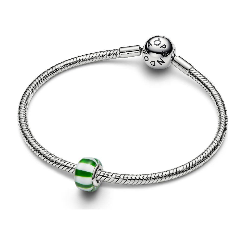 Charm Mini Vetro di Murano Caramella Verde con Finitura in Platino Pandora 735071C02 - foto 3