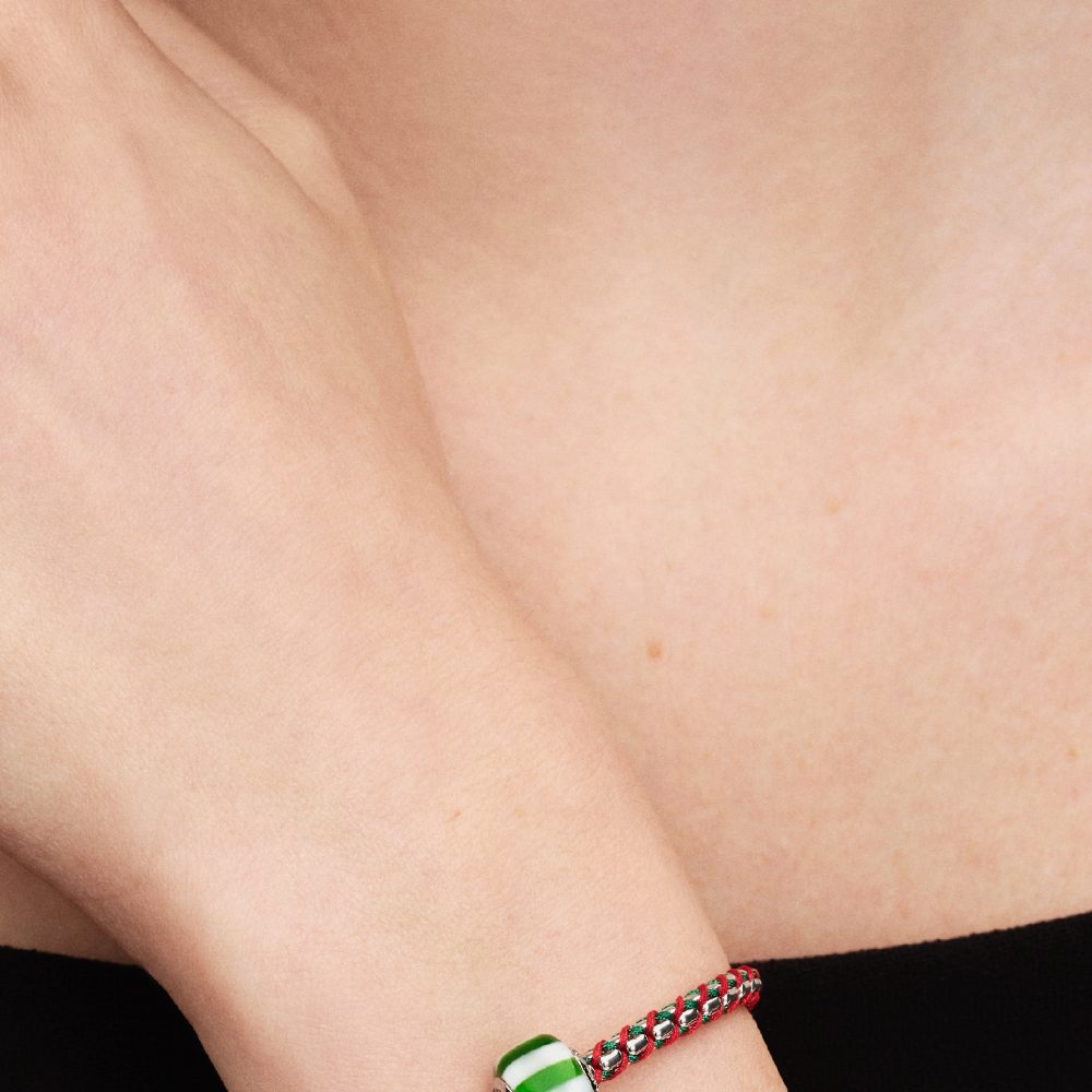 Charm Mini Vetro di Murano Caramella Verde con Finitura in Platino Pandora 735071C02 - foto 4