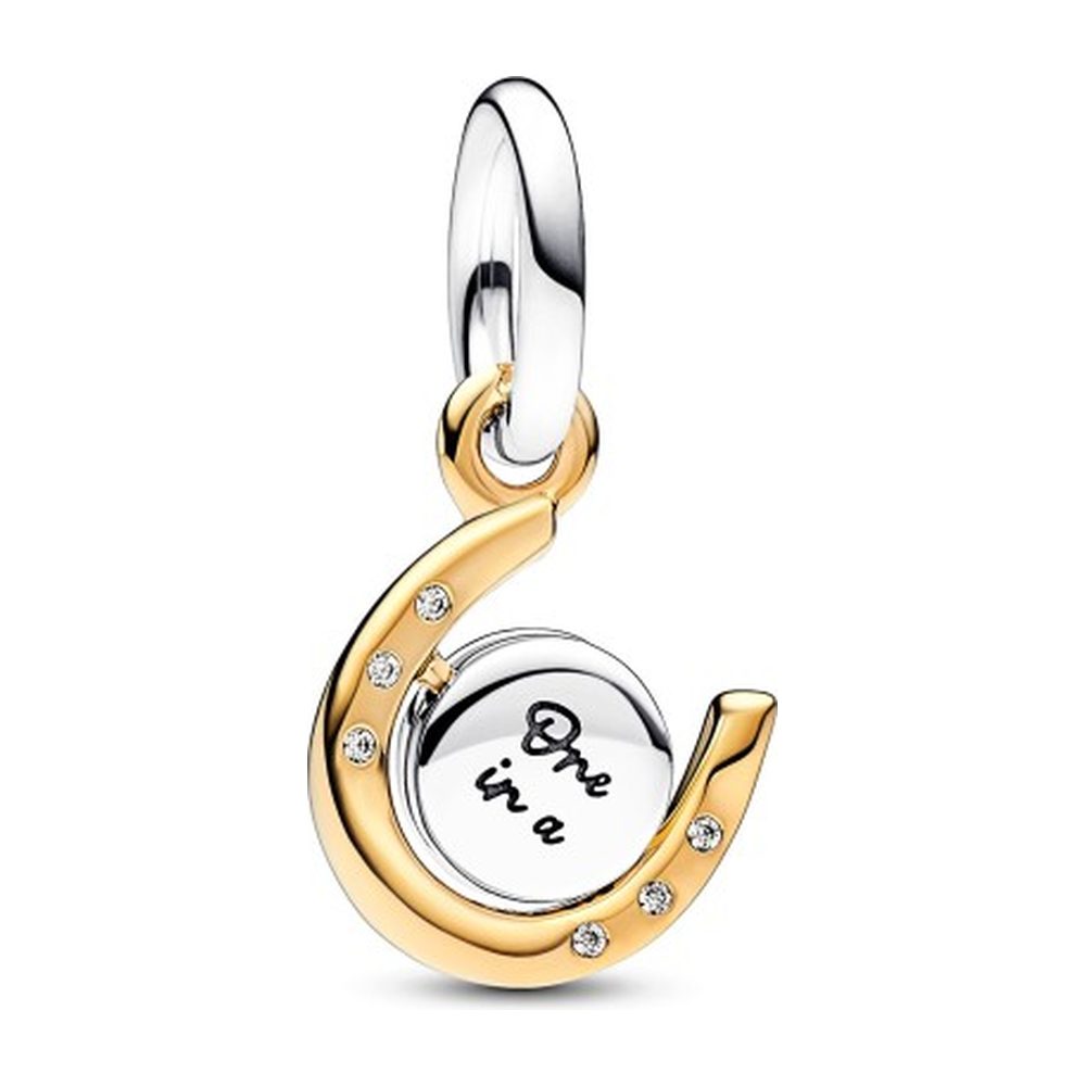 Charm Pendente Bicolore Ferro di Cavallo con Disco Girevole Pandora 762713C01