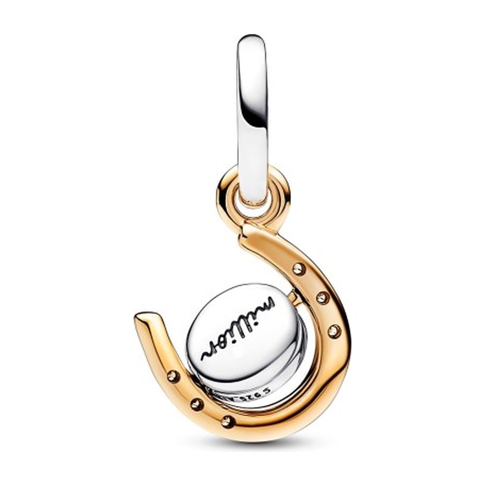 Charm Pendente Bicolore Ferro di Cavallo con Disco Girevole Pandora 762713C01 - foto 2