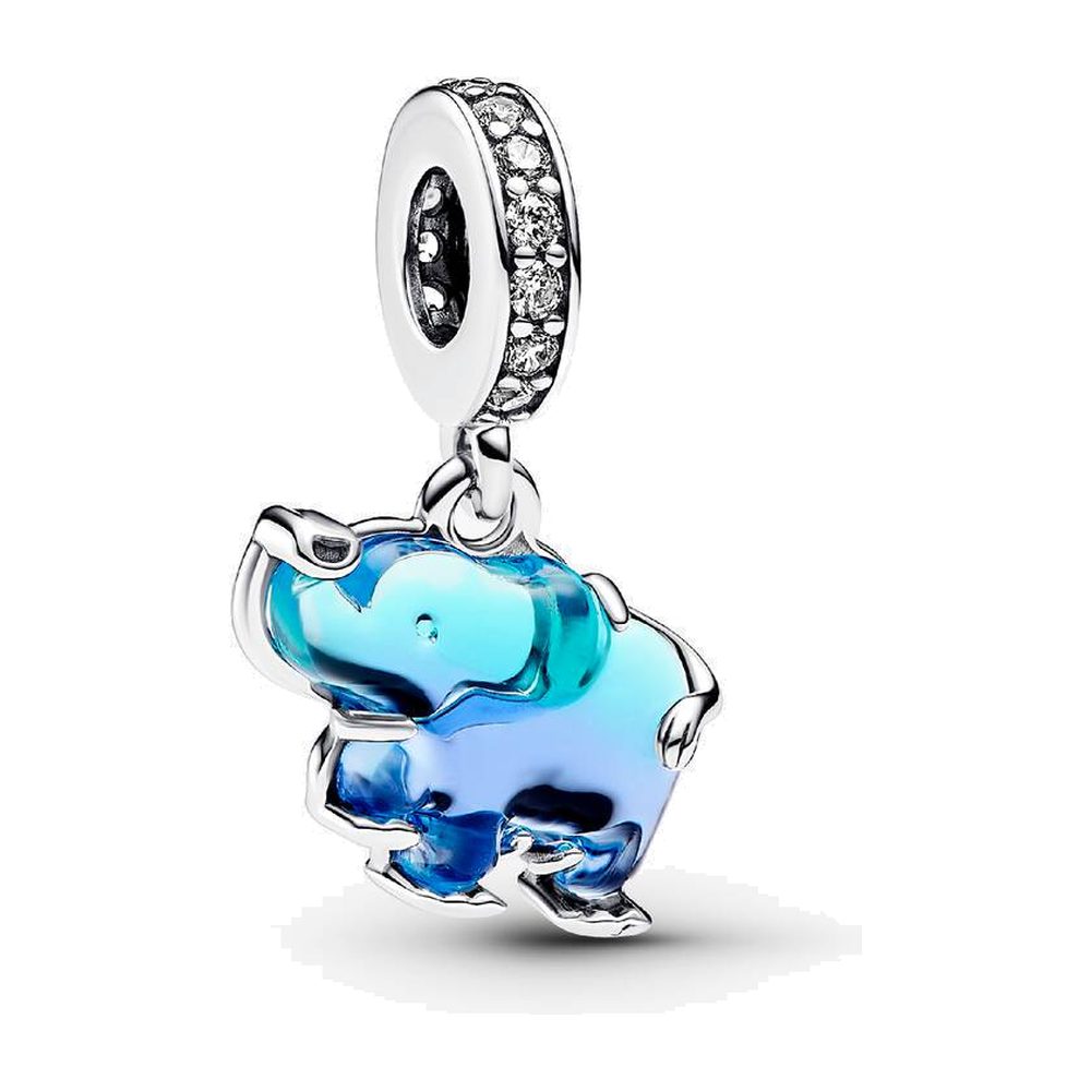 Charm Pendente Elefante Vetro di Murano Blu Pandora 793339C01
