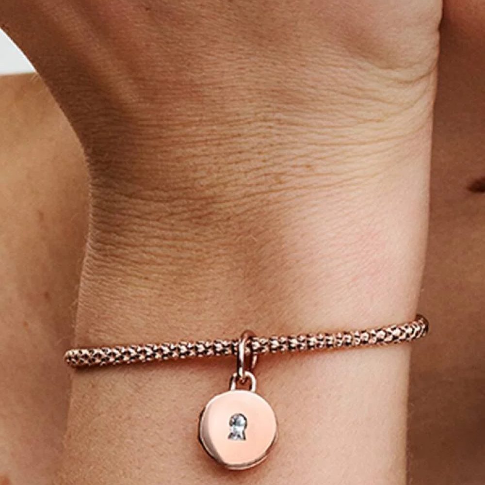 Charm Pendente Lucchetto Apribile da Incidere Oro Rosa Pandora 783066C01 - foto 2