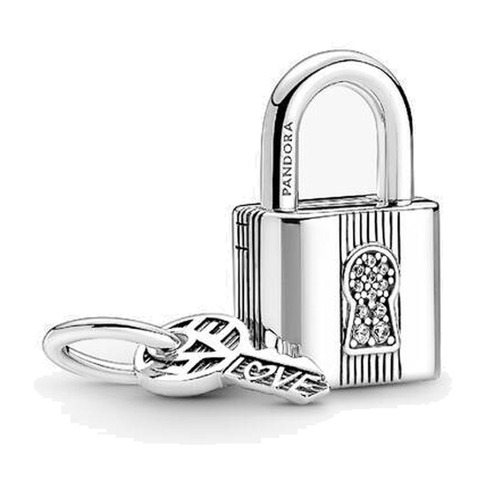 Charm Pendente Lucchetto e Chiave dell'Amore da Incidere Pandora 790088C01