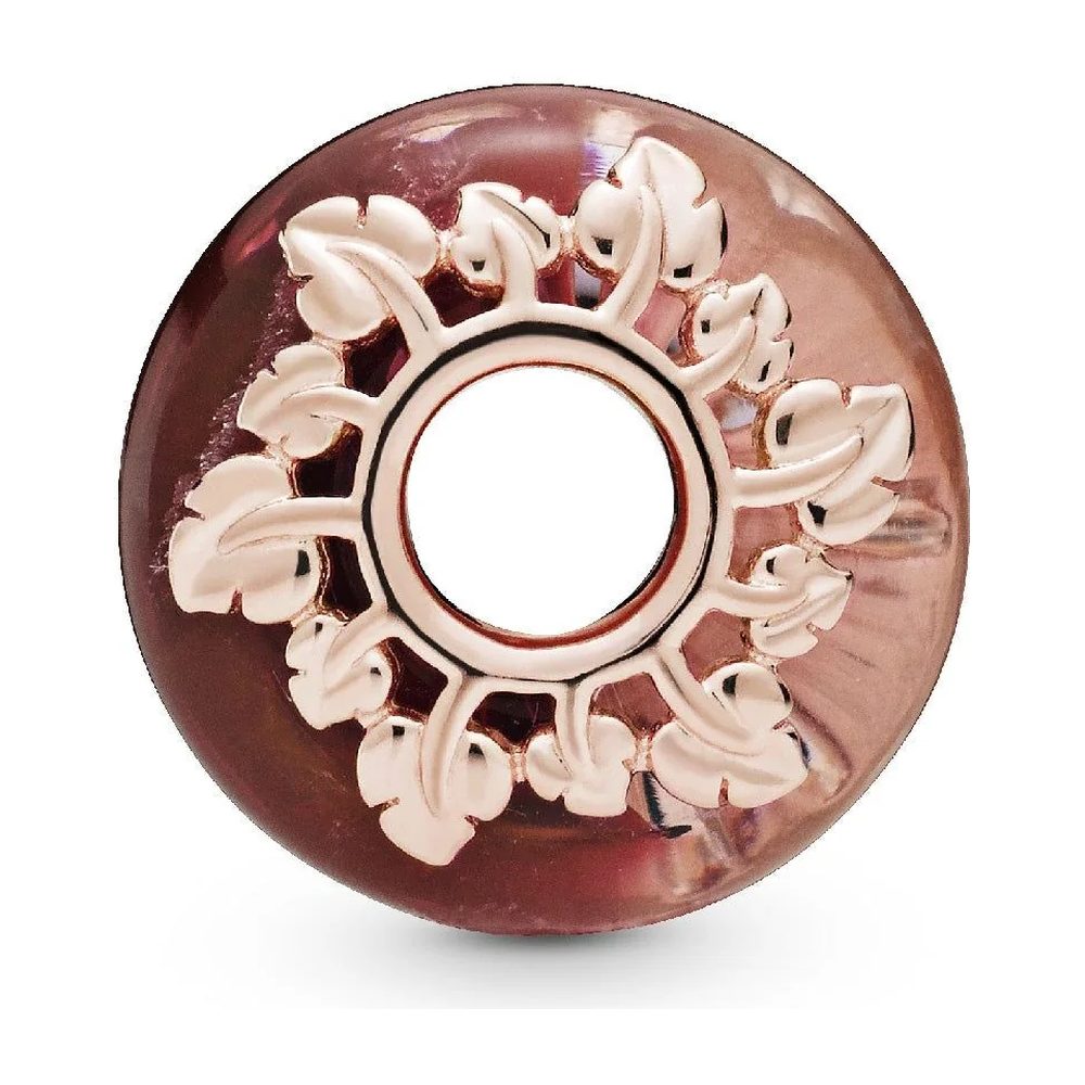 Charm Vetro di Murano Rosa con Foglie Pandora 788244 - foto 2