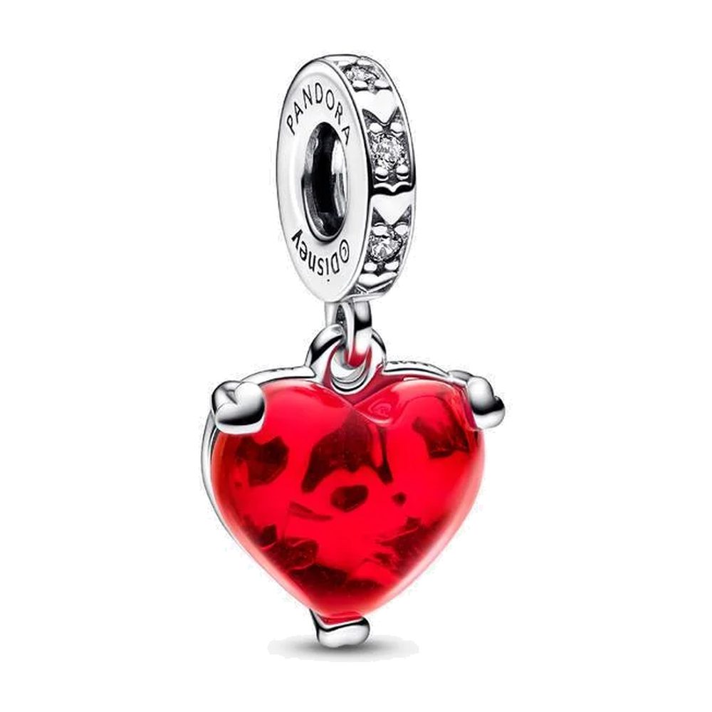 Disney, Charm Pendente Bacio di Mickey e Minnie in Vetro di Murano Rosso Pandora 792522C01