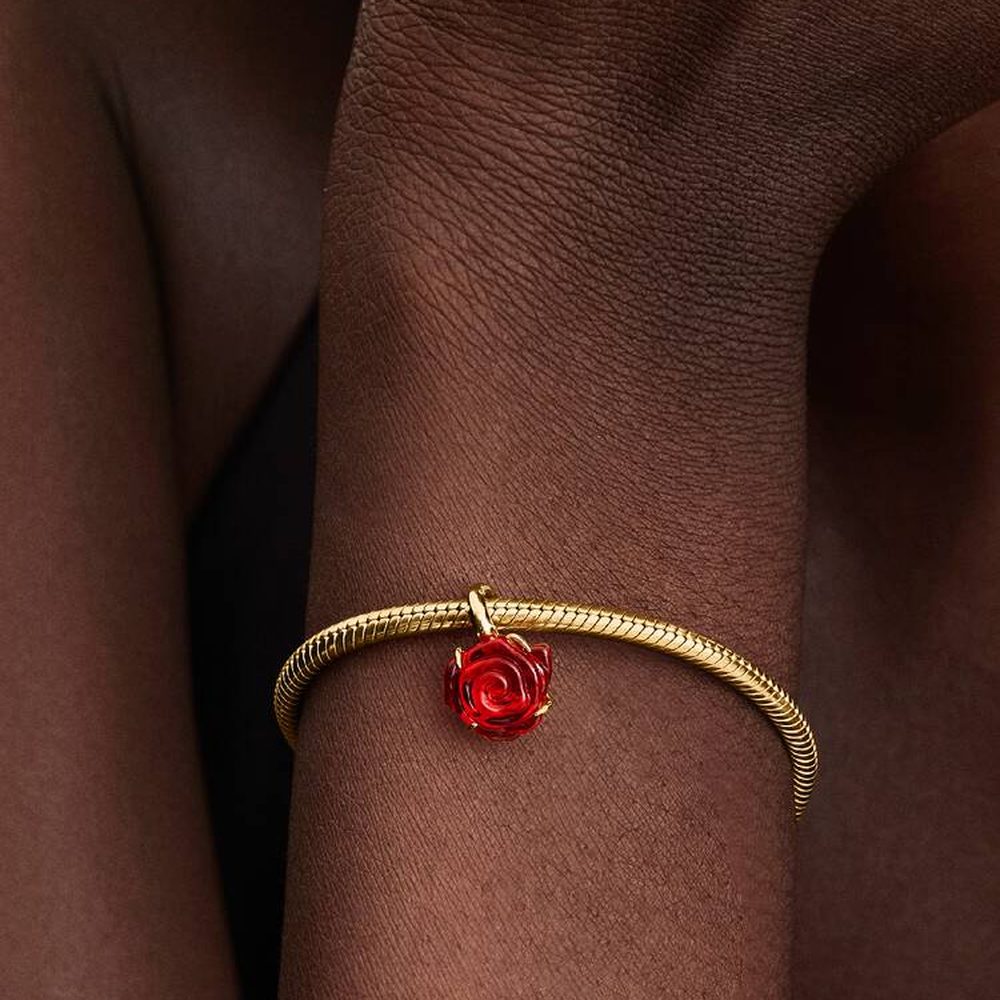 Disney, La Bella e la Bestia, Rosa Incantata Vetro di Murano Pandora 764018C01 - foto 2