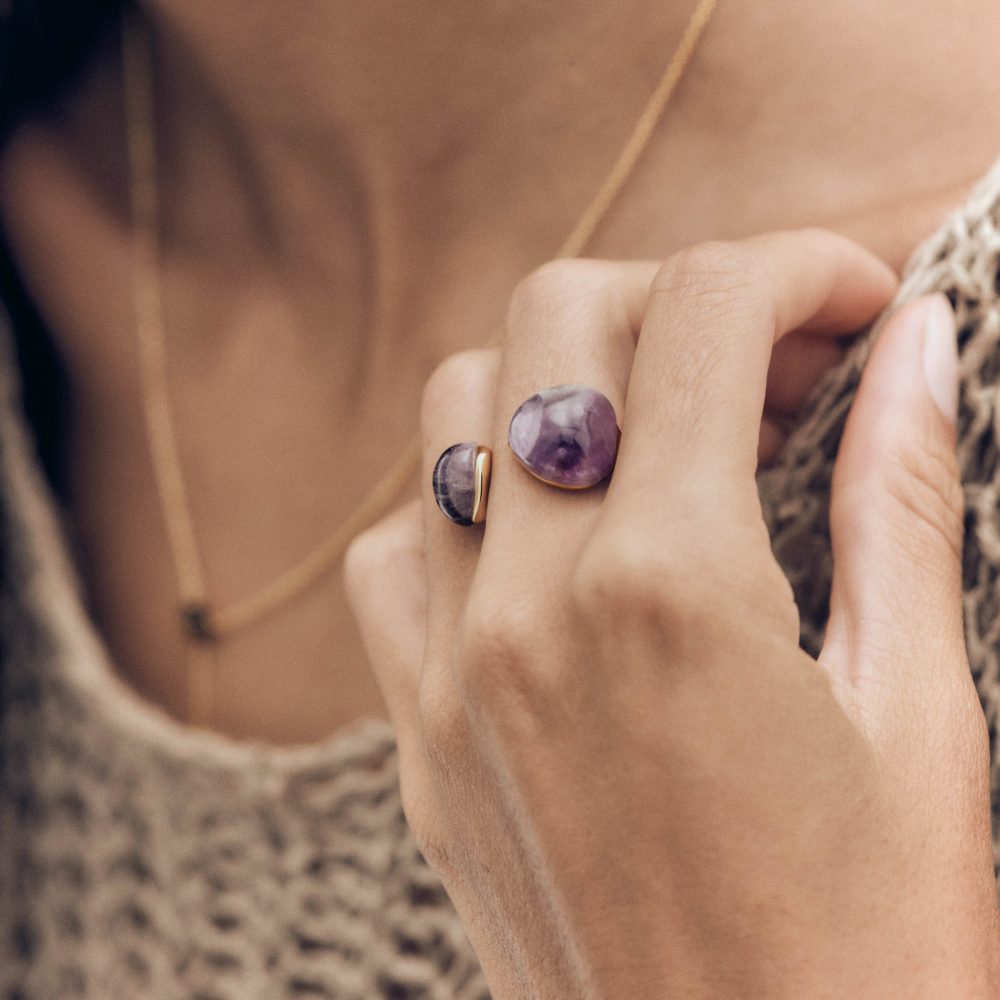 Anello Gravity con Ametista – PD Paola AN01-D41 indossato