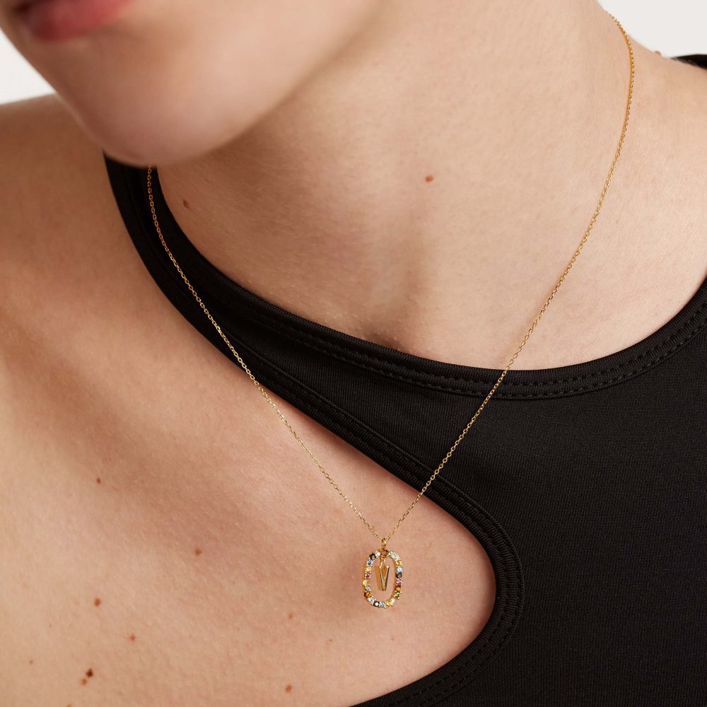 Collana con Lettera V – PD Paola CO01-281 indossato