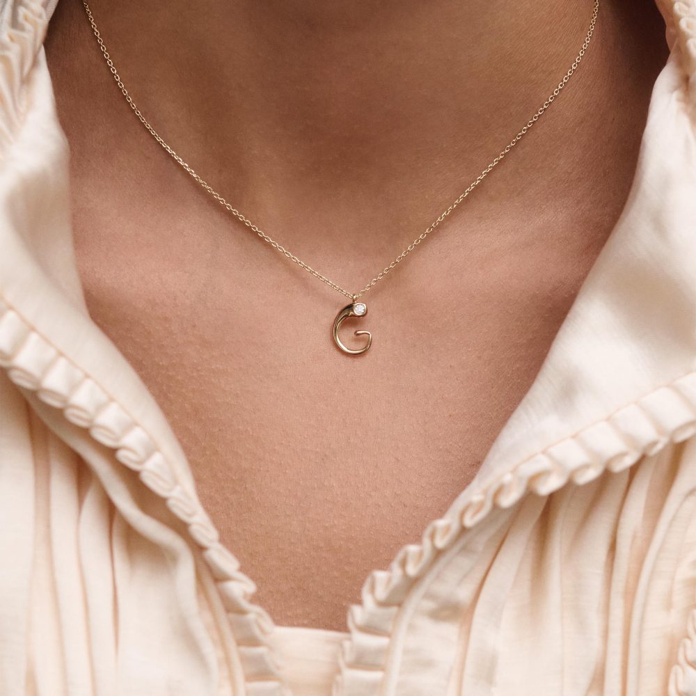 Collana con Pendente Iniziale G – PD Paola CO01-B80 indossato
