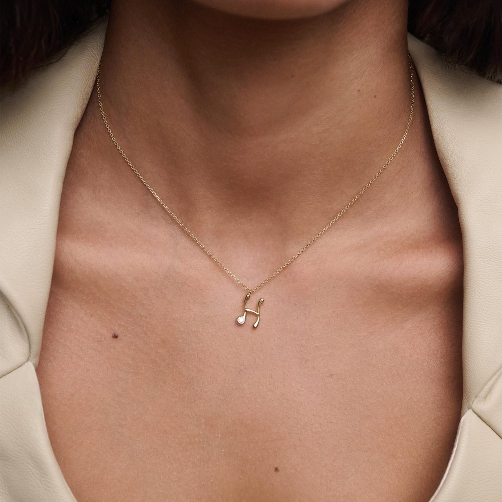 Collana con Pendente Iniziale H – PD Paola CO01-B81 indossato