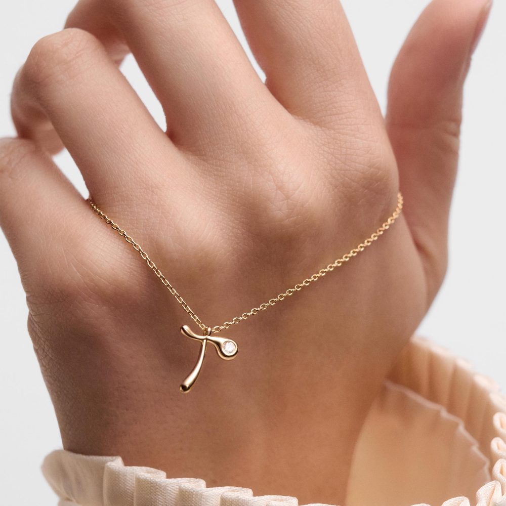 Collana con Pendente Iniziale T – PD Paola CO01-B93 indossato