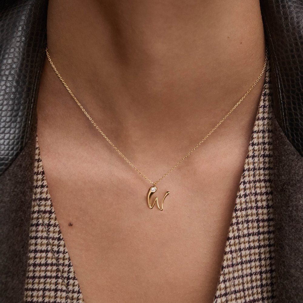 Collana con Pendente Iniziale W – PD Paola CO01-B96 indossato